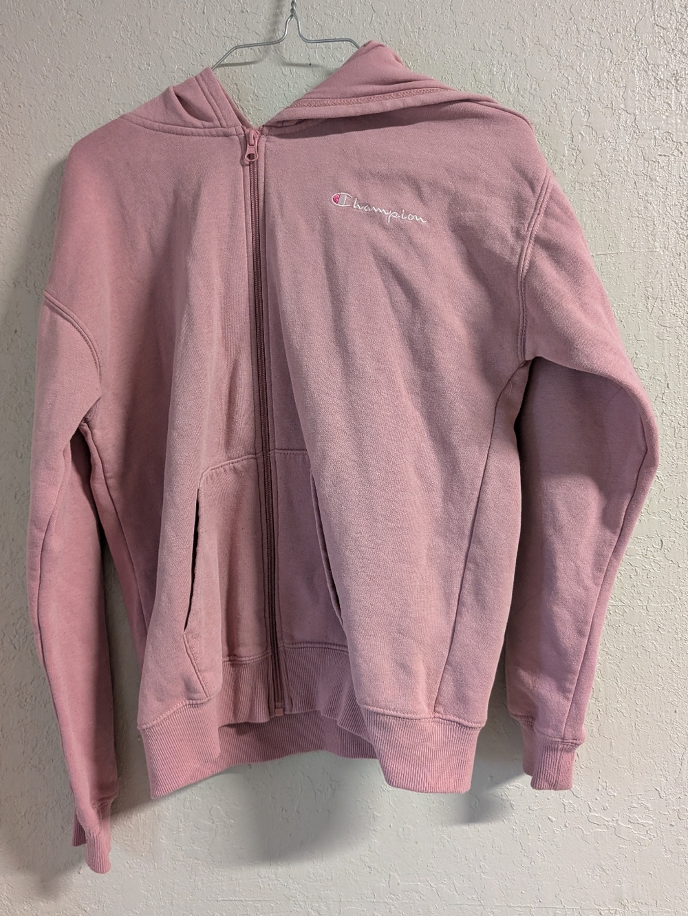 Champion Pink Full-Zip Hooded Sweatshirt Jacket M Active wear Leisure Lounge